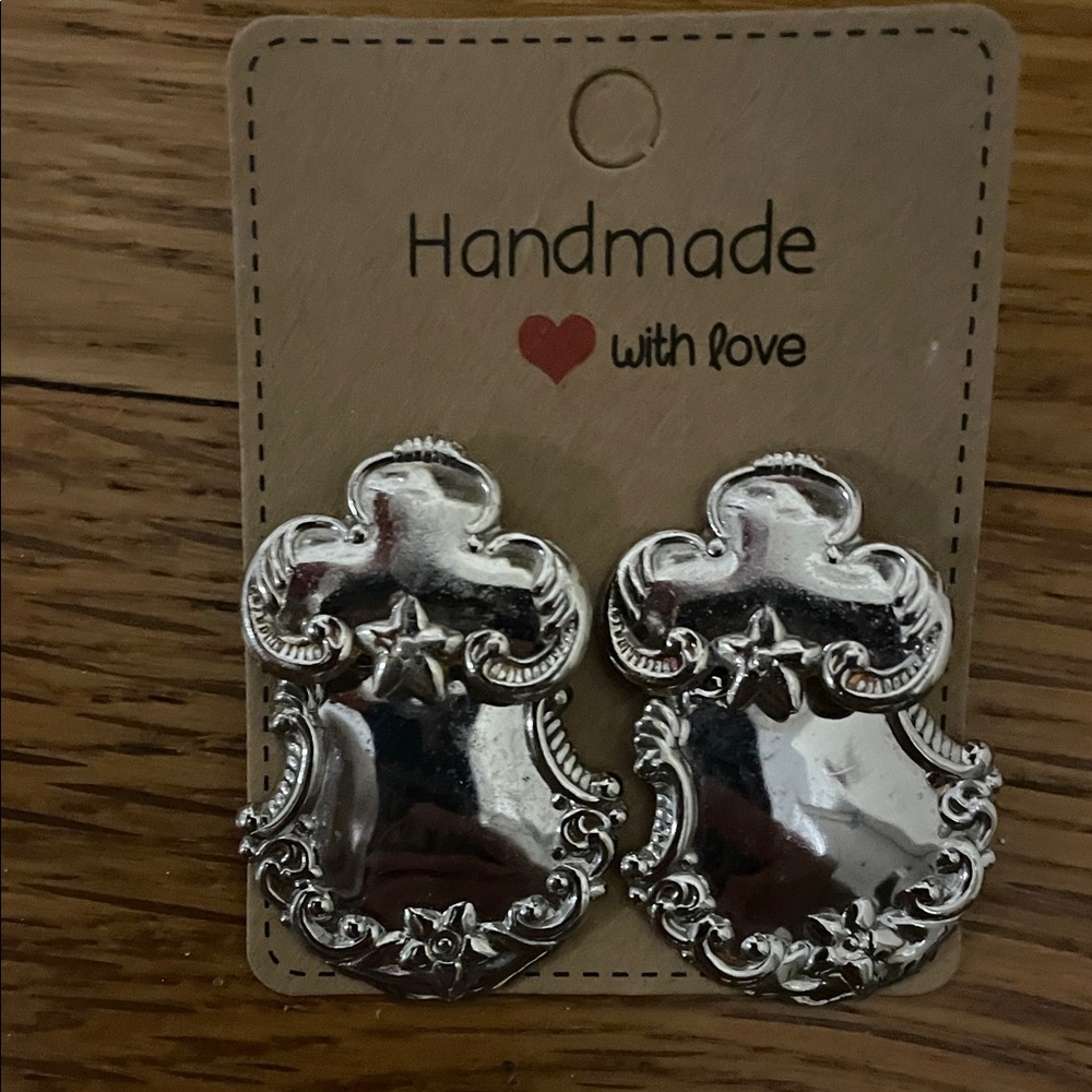 Repousse Scroll Dangle Earrings - image 1